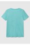 Women's Ice Blue 100% Cotton V-Neck Basic T-Shirt - 4