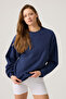 Navy Blue Wide Fit Crew Neck Sweatshirt Crew Neck