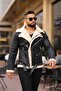 LAMINATED LEATHER DOUBLE-BREASTED COAT - 3