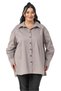 Large Size Gabardine Stone Color Shirt with Side Slits