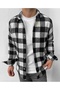 Men's Black-white Checkered Lumberjack Patterned Shirt