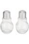 Bulb Shape Glass Salt & Pepper With Metal Lid Set - 2 Pieces