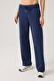Navy Blue Wide Fit Wide Leg Sweatpants Straight Leg