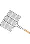 BBQ Grill, Chromium Plated Iron RF10374, Wooden Handle, Folding Basket for Fish, Veggies