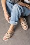 Beige Women's Slippers - Flat Bottom, Buckle, Double Strap, Troy Olive Casual Design - 4
