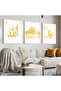 Hari̇kabi̇rev | Gold Allah-Masjid-I Aksa-Muhammad Islamic Combination | Framed Glass Table 3 Pieces Vertical