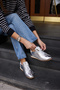 Tigago Women's Silver Lace Sneaker - 7