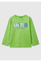 Boy's Pistachio Green Benetton Logo Printed Long Sleeve T-Shirt - 2