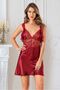 Angel's Story 1610 Women Satin Rope Strap Nightgown Dressing Gown Set-Burgundy - 2