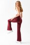 Women's Burgundy Diving Fabric Gathering Lycra No-Show High Waist Spanish Leggings Trousers - 3