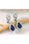 Drop Model Clip-On Women's Earrings with Blue Sapphire Zircon Stone - 2