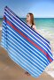 Striped Digital Printed 100X180 cm Beach Towel (Beach Bag + Gift Cap) Dark Blue - 4