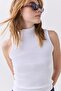 Women's Turtleneck Sleeveless Blouse White 9020