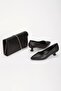 Women's Stiletto and Bag Set Black Leather