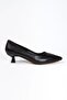 Women's Black Short Heel Pointed Toe Stiletto