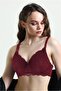 5685 Women's Lace Sponge Large Size Gathering Bra-Burgundy