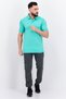 Men Sportswear Fit Short Sleeves Outdoor Polo Shirt, Aqua Green - 3