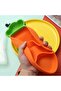 Vacuum Silicone Food Plate, Silicone Handle Metal Tipped Fork and Spoon (Carrot Figured) - 5