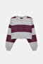 Striped Hooded Crop Sweatshirt