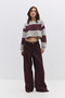 Striped Hooded Crop Sweatshirt - 3