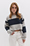 Striped Hooded Crop Sweatshirt - 2