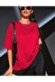 Red Oversize Back Compass Printed T-Shirt Unisex - 2