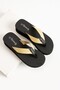 Kaila Women's Beige Platform Wedge Heel 4.5cm Fabric Flip-Flops, Comfortable Summer Pool Beach Slippers - 3