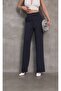 Anthracite Palazzo Trousers with Snap Fastener Waist and Pockets - 2