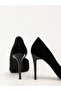 Women's Black Asymmetrical Thin Heeled Suede 9cm Heeled Side Slit Stiletto Classic Heels - 5