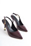 Women's Galvanized Heeled Shoes Open Back Side Model Buckle New Season Heel 9cm - 7