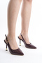 Women's Galvanized Heeled Shoes Open Back Side Model Buckle New Season Heel 9cm
