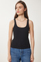 2-Piece Ribbed Thick Strap Knitted Tank Top Black White Lus0080 - 4