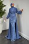 Stella Beaded Cape Evening Dress Indigo