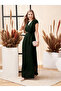 Textured V-Neck Maxi Dress with Centre Belt Detail
