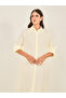 Solid Collared A-Line Shirt Maxi Dress - 4