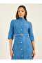 Tweed A-Line Belted Midi Dress with 3/4th Sleeves - 3