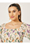 Floral Print Balloon Sleeves A-Line Maxi Dress - 5
