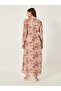 Floral Print A-Line Maxi Dress with Tie-Up Neck Detail - 4