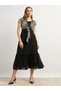 Contrast Animal Print Tie-Up Detail Midi Dress - 2