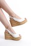 High Wooden Look Sole Skin Buckle Summer Women's Wedge Sole Sandals Shoes - 4