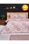 Duvet Cover Set Pink Geometric Pattern Ecru Floor Double Size (Without Sheet)
