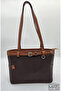 Dark Brown Tan Hand and Shoulder Bag with Belt Detail