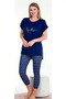 Navy Blue Capri Pajama Set - 2