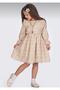 Embroidered Girls' Dress with Gathered Sleeves and Sashes - 3