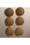 Mat Gold Coating 2.5 cm Capinda Italyan Orgu Model Metal Button (7 Pieces) - 2
