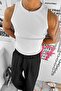 White Cozy Basic Tank Top Lycra Premium Corded Tank Top - 3