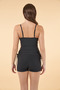 Floral Print Flowy Tankini - Mundo - Slim Swimsuit - Black/Swimwear - 2