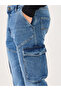 Acid Washed Bootcut Cargo Jeans with Seam Detail - 4