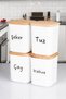 4-Piece Wooden Vacuum Lid Square Acrylic Tea Sugar Coffee Salt Food Storage Container 900 ml