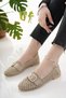 Women's Ballerina Beige Straw Knitted Lace Knitwear Stylish Home Business Office Daily Shoes - 3